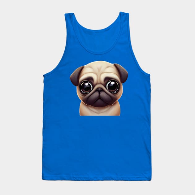 Classic Pug Artwork Tank Top by Art By Mojo